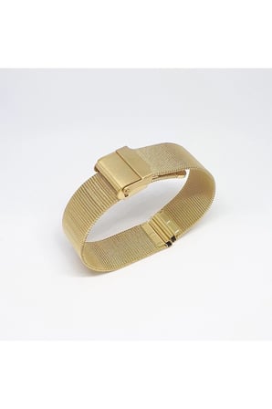 18mm Sarı Gold Renk Hasır İnce Örgü Çelik Kaplama Metal Saat Kordonu