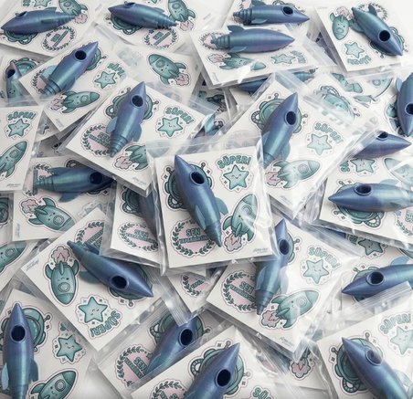 3D Hareketli Uzay Roketi ve Motivasyon Sticker Seti - Öğretmenler İçin Öğrenci Ödül Kiti