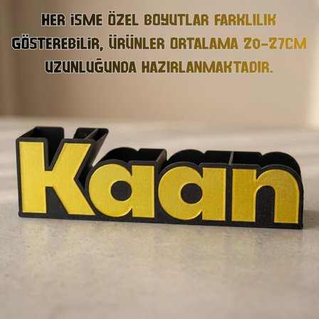 Siyah Silk Altın Kişiye Özel İsimli Kalemlik — 3D Baskı Masa Üstü Düzenleyici