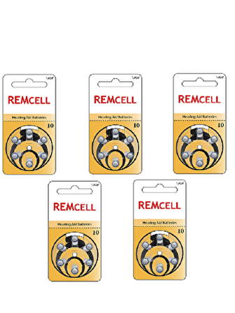 Remcell 10 Numara İşitme Cihaz Pili Kulaklık Pili 6'lı Blister-5 PAKET