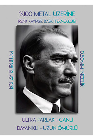 Atatürk - Dekoratif Metal Tablo