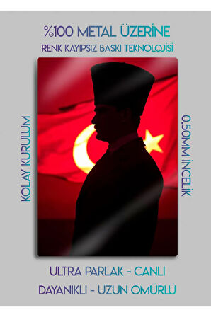 Atatürk - Dekoratif Metal Tablo