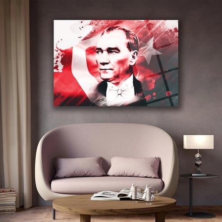 Atatürk Türk Bayrağı Temalı Sanatsal Cam Tablo – ATA208