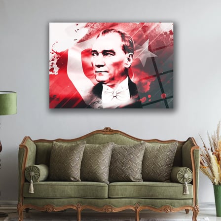 Atatürk Türk Bayrağı Temalı Sanatsal Cam Tablo – ATA208