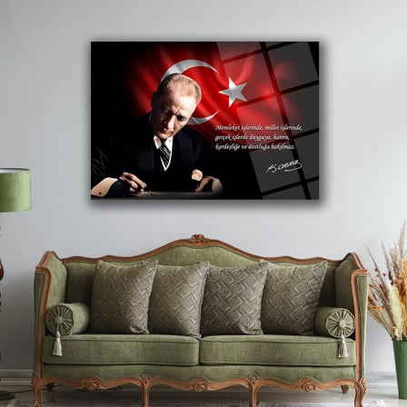Atatürk’ün Memleket İşleri Sözü ile Portre Cam Tablo – ATA212