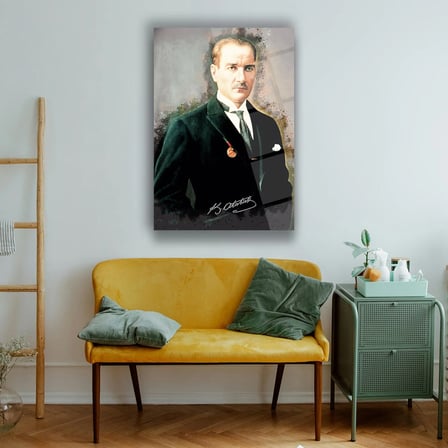 Atatürk Madalyalı Portre Cam Tablo – ATA229