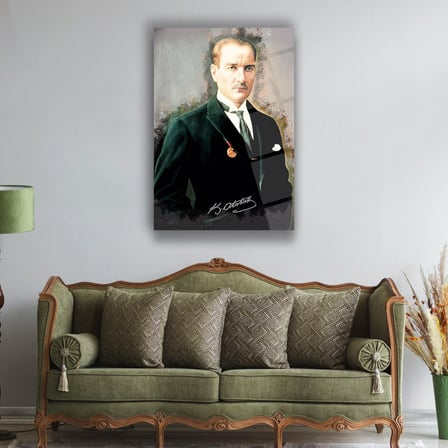 Atatürk Madalyalı Portre Cam Tablo – ATA229