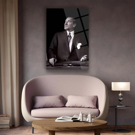 Atatürk Siyah Beyaz Portre Cam Tablo – ATA241