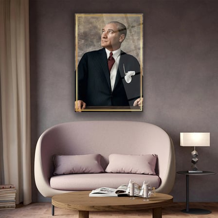 Mustafa Kemal Atatürk Klasik Portre Cam Tablo – Modern Atatürk Duvar Dekoru – ATA253