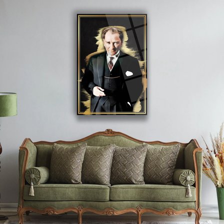 Atatürk Portre Cam Tablo – Modern Duvar Dekoru – ATA256
