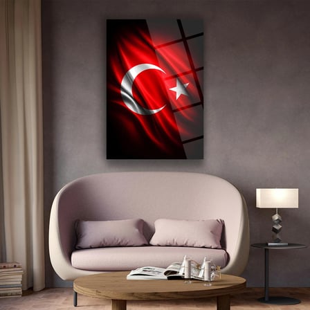 Türk Bayrağı Dalgalı Ay Yıldız Cam Tablo – ATA279