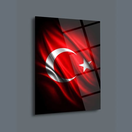 Türk Bayrağı Dalgalı Ay Yıldız Cam Tablo – ATA279