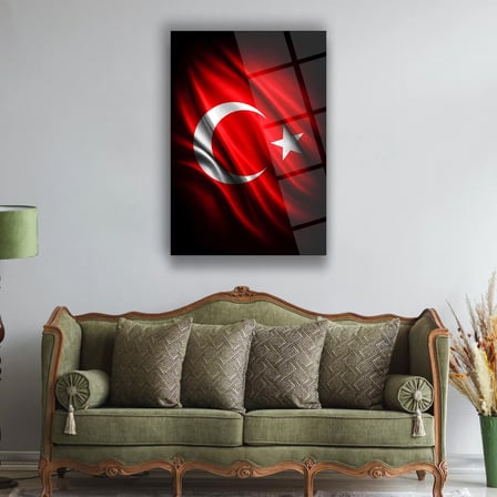 Türk Bayrağı Dalgalı Ay Yıldız Cam Tablo – ATA279