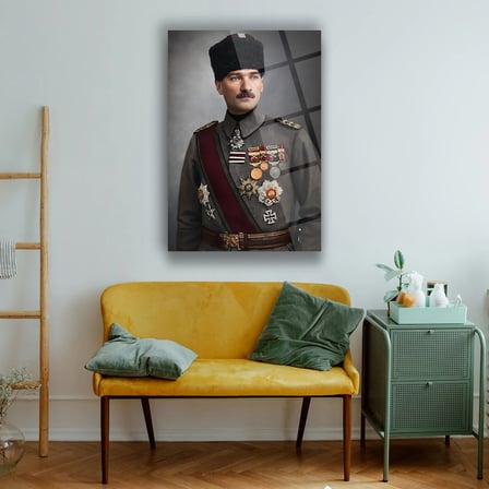 Mustafa Kemal Atatürk Askeri Üniformalı Cam Tablo – ATA289