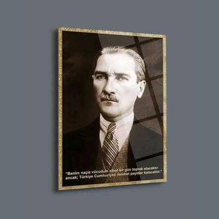 Mustafa Kemal Atatürk Sözlü Klasik Portre Cam Tablo – ATA299