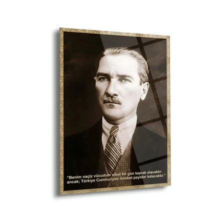 Mustafa Kemal Atatürk Sözlü Klasik Portre Cam Tablo – ATA299