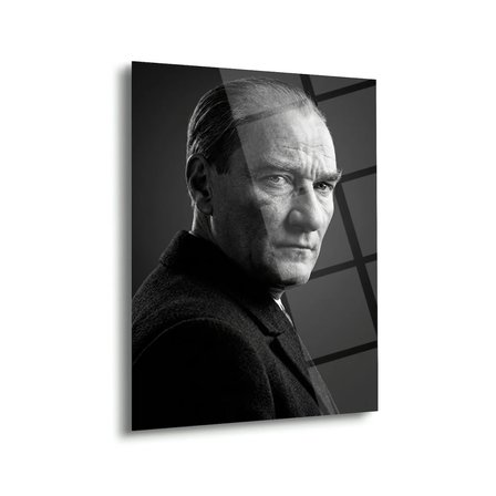 Mustafa Kemal Atatürk Siyah Beyaz Klasik Portre Cam Tablo – ATA302