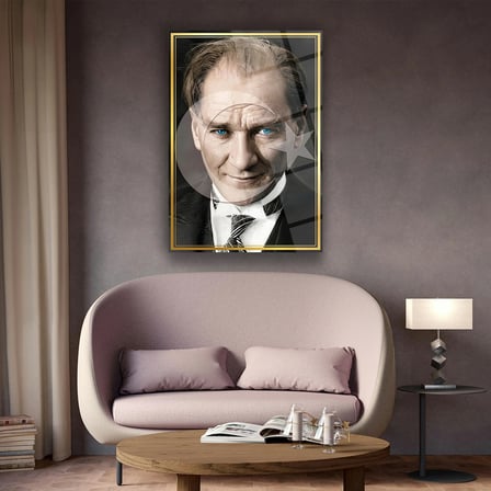 Mustafa Kemal Atatürk Türk Bayrağı Efektli Modern Cam Tablo – ATA305
