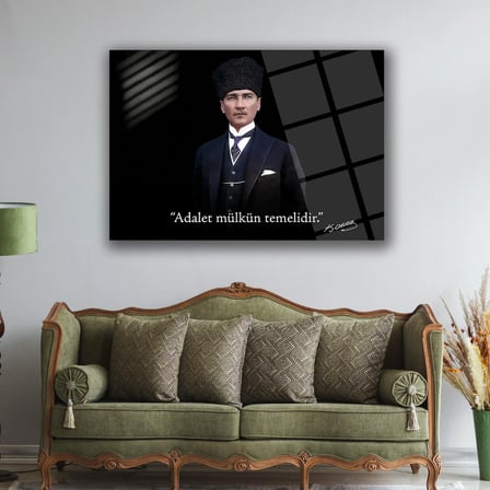 Atatürk Adalet Yazılı Cam Tablo – ATA313