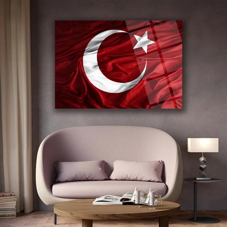 Dalgalı Türk Bayrağı Cam Tablo – ATA318