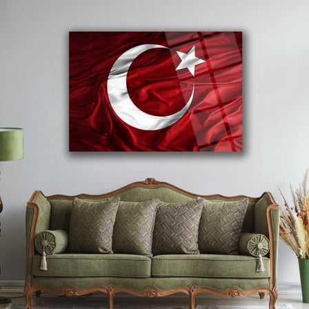 Dalgalı Türk Bayrağı Cam Tablo – ATA318