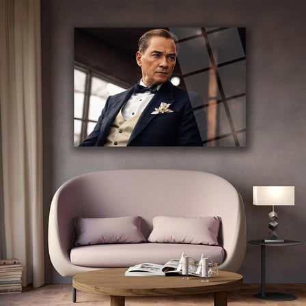 Atatürk Smokin Portre Cam Tablo - ATA323