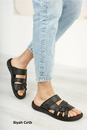 Ayakkabiburada 034 Günlük Hakiki Deri Erkek Terlik