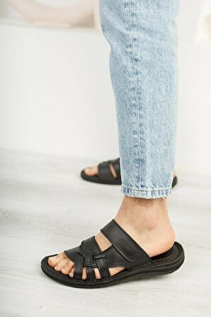 Ayakkabiburada 034 Günlük Hakiki Deri Erkek Terlik