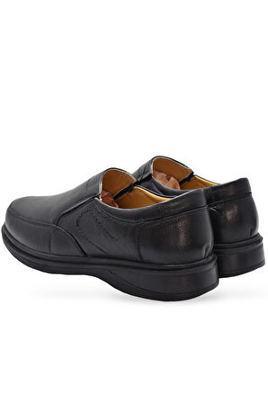 7878 Ortopedik Taban Siyah Hakiki Deri Erkek Ayakkabı Mevsimlik