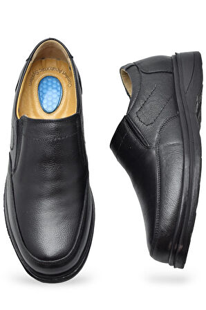 7878 Ortopedik Taban Siyah Hakiki Deri Erkek Ayakkabı Mevsimlik