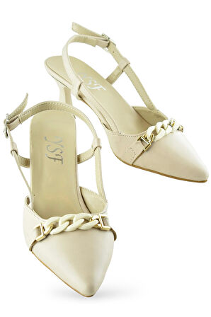 1026 Arkası Açık Kadın Topuklu Ayakkabı 5 cm Abiye Düğün Nişan Kına Gecesi 