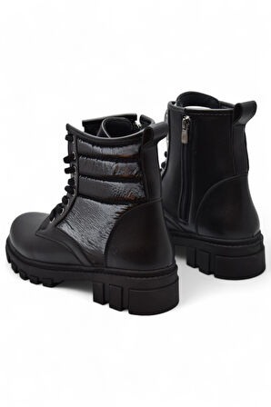 988 Günlük Bağcıklı Fermuarlı Siyah Kadın Bot Ayakkabı Kışlık Kadın Bot