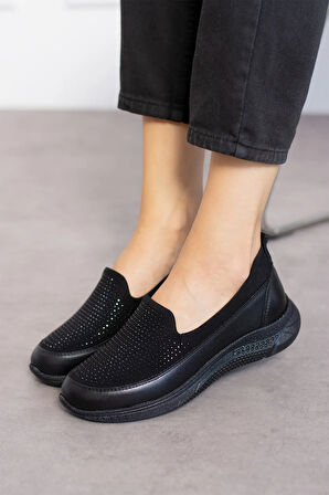 439S Streçli Taşlı Jelli Ortopedik Taban Günlük Kadın Ayakkabı Babet Casual Günlük Ayakkabı