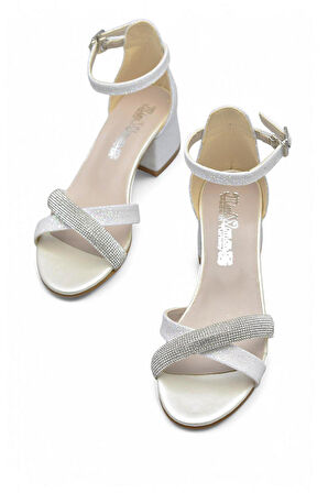 351 Abiye Kız Çocuk Topuklu Ayakkabı Taşlı Açık Kız Çocuk Nişan Abiye Ayakkabısı