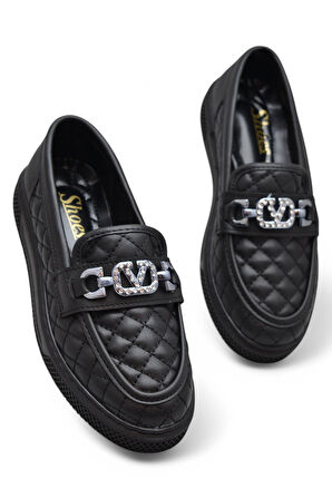 399 Rahat Taban Günlük Kadın Ayakkabı Kadın Laofer Ayakkabı Baklava Desenli