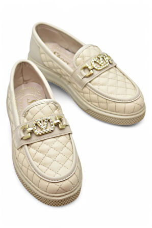 399 Rahat Taban Günlük Kadın Ayakkabı Kadın Laofer Ayakkabı Baklava Desenli