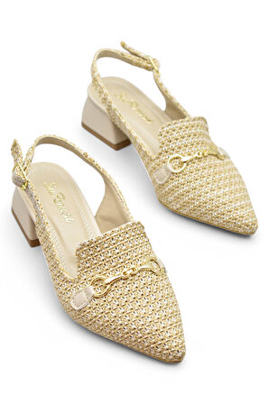 9828 Kadın Topuklu Ayakkabı 4 cm Kalın Topuk Abiye Düğün Nişan Kına Gecesi Ayakkabısı