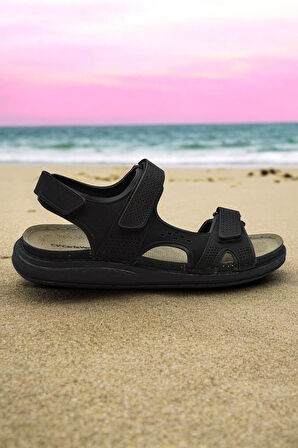 240105 Ortopedik Taban Erkek Sandalet Erkek Cırtlı Sandalet