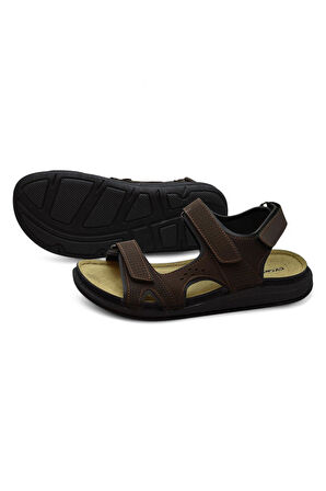 240105 Ortopedik Taban Erkek Sandalet Erkek Cırtlı Sandalet