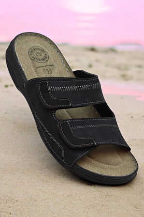 4412 Ortopedik Taban Erkek Terlik Erkek Cırtlı Terlik Sandalet