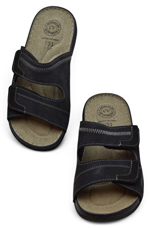 4412 Ortopedik Taban Erkek Terlik Erkek Cırtlı Terlik Sandalet