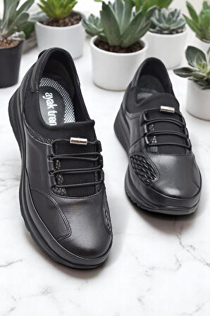 2000 Tam Ortopedik Hafif Dolgu Taban Günlük Hakiki Deri Kadın Ayakkabı Anne Ayakkabısı