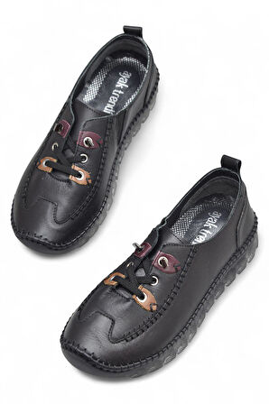 212 Tam Ortopedik Hafif Dolgu Taban Günlük Hakiki Deri Kadın Ayakkabı Anne Ayakkabısı