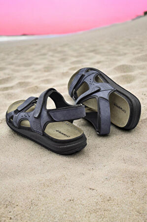 240105 Ortopedik Taban Erkek Sandalet Erkek Cırtlı Sandalet