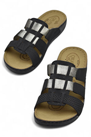 150988 CV TAM Ortopedik Taban Günlük Kadın Terlik Sandalet Lastik Yanlar 