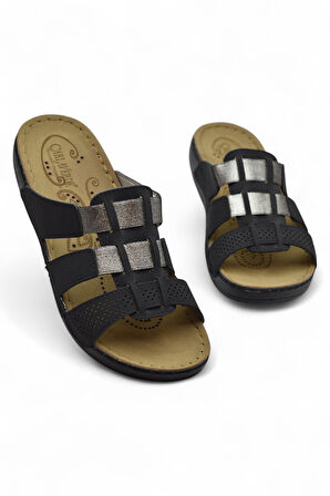 150988 CV TAM Ortopedik Taban Günlük Kadın Terlik Sandalet Lastik Yanlar 