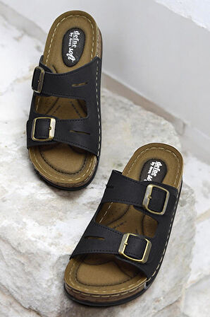 370 Rahat Ortopedik Taban Günlük Kadın Terlik Çift Toka Kadın Terlik 