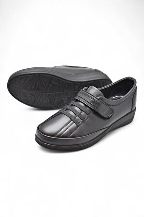 7679 Hafif Dolgu Tam Ortopedik Taban Hakiki Deri Kadın Ayakkabı Anne Ayakkabısı