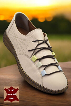 6000 TAM ORTOPEDİK Taban Hakiki Deri Kadın Günlük Ayakkabı 