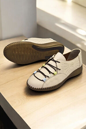 6000 TAM ORTOPEDİK Taban Hakiki Deri Kadın Günlük Ayakkabı 